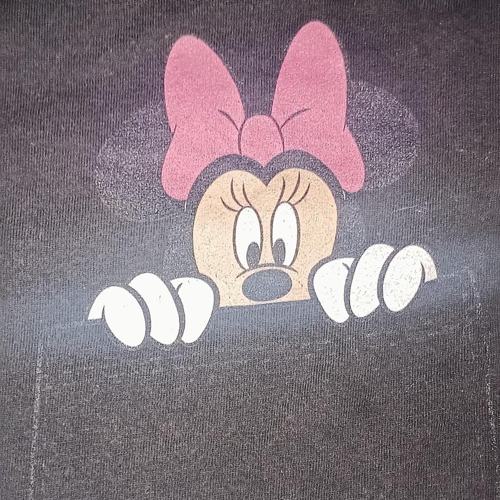 Disney Minnie Mouse Peeking Graphic Black T-Shirt Port & Company 2XL